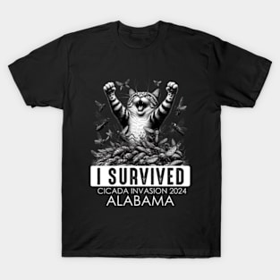 Alabama Cicada Invasion Survivor Funny Cat T-Shirt